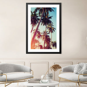 Palm Paradise Print Art Clock Canvas