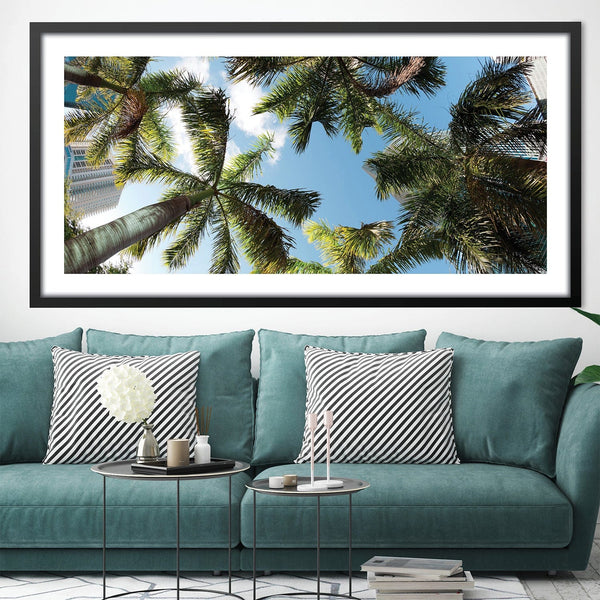 Palm Skies Print Art Clock Canvas