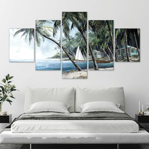 Palm Tree Escape Canvas - 5 Panel Art Clock Canvas