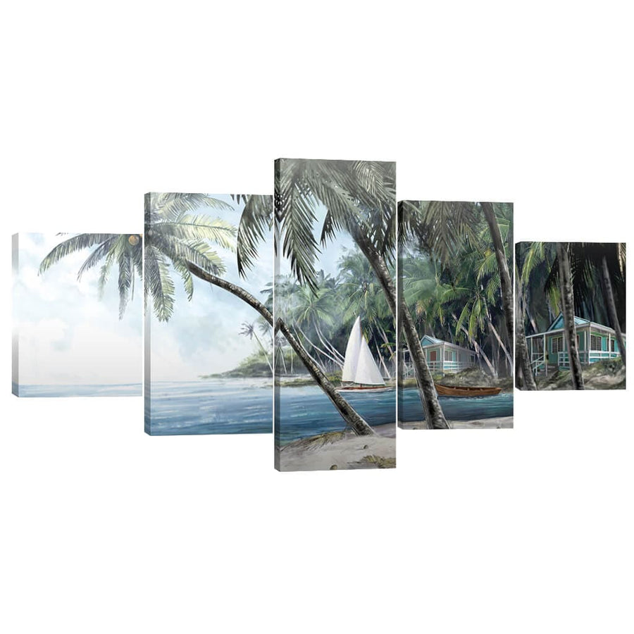 Palm Tree Escape Canvas - 5 Panel Art Clock Canvas