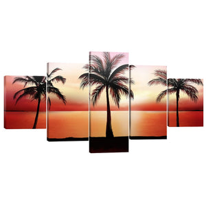 Palm Tree Horizon Canvas - 5 Panel Art Clock Canvas