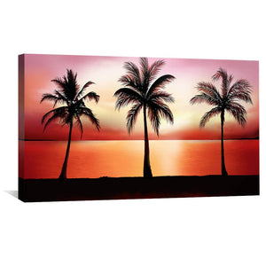 Palm Tree Horizon Canvas Art 50 x 25cm / Unframed Canvas Print Clock Canvas