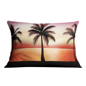 Palm Tree Horizon Cushion Cushion 48 x 33cm Clock Canvas
