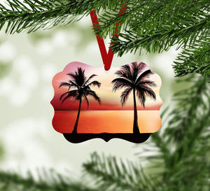Palm Tree Horizon Ornament Christmas Ornament Victorian 10.8 x 8cm Clock Canvas
