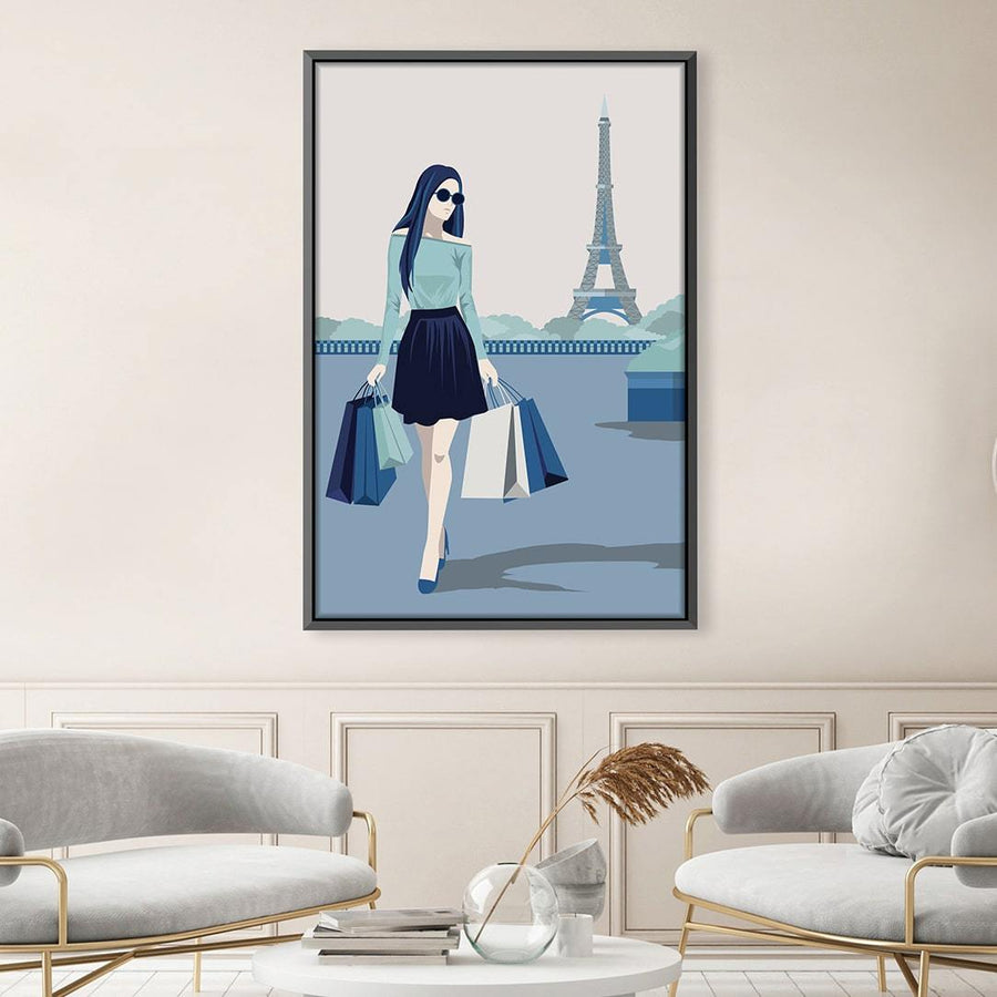 Paris Shopping Canvas Art Clock Canvas