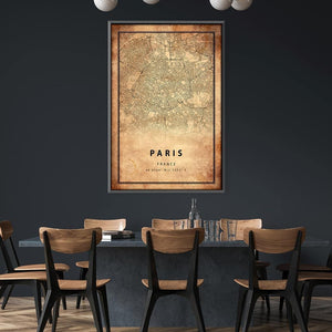 Paris Vintage Map Canvas Art Clock Canvas