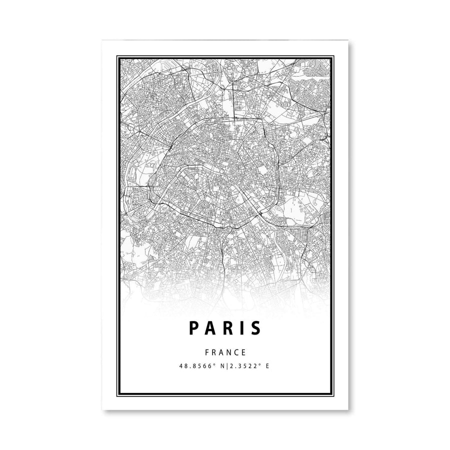 Paris White Map Canvas Art Clock Canvas