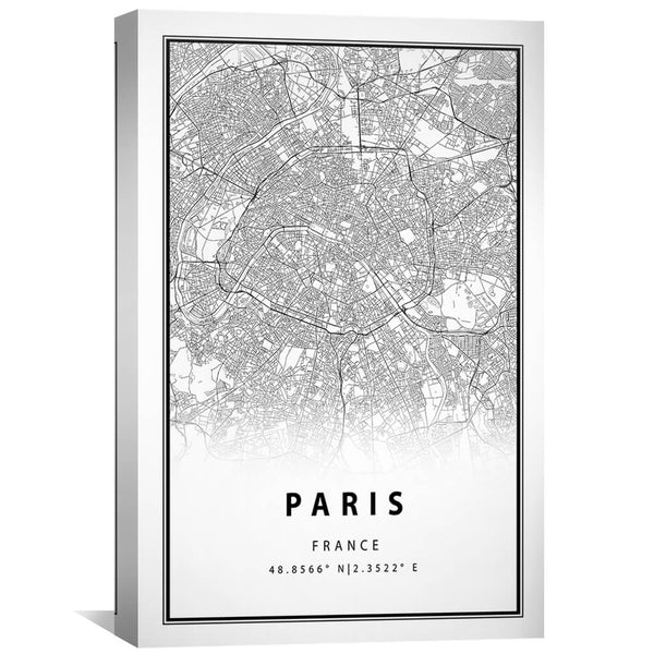 Paris White Map Canvas Art Clock Canvas