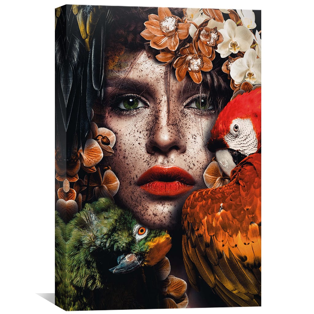 Parrot Woman Canvas Art Clock Canvas
