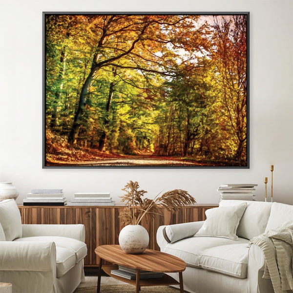 Pathway Through Autumn Leaves Canvas Art 45 x 30cm / Unframed Canvas Print Clock Canvas