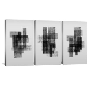 Patterned Lines Canvas Art Set of 3 / 30 x 45cm / Unframed Canvas Print Clock Canvas