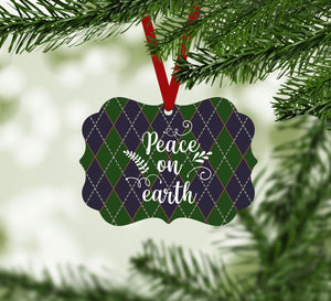 Peace on Earth Ornament Christmas Ornament Victorian 10.8 x 8cm Clock Canvas