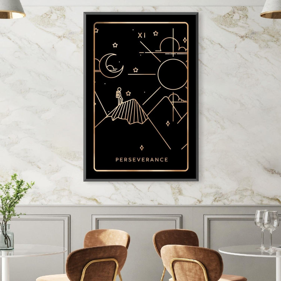 Perseverance Tarot Card Canvas Art Clock Canvas