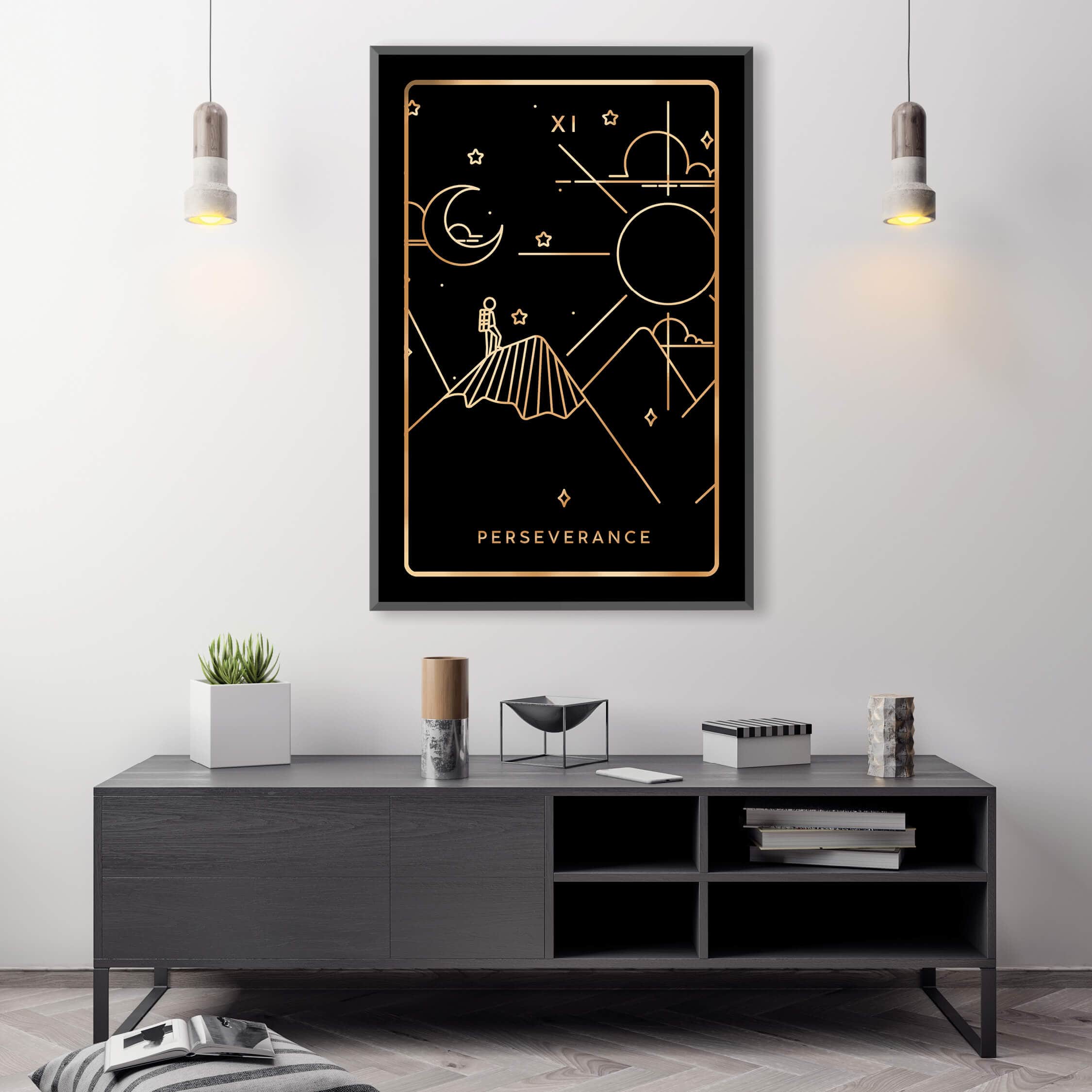 Perseverance Tarot Card Clock Canvas