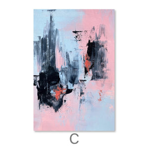 Pink And Grey Abstract Canvas Art Clock Canvas