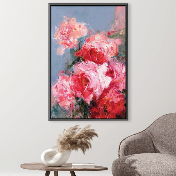 Pink Floral Oil Painting Oil 30 x 45cm / Oil Painting Clock Canvas
