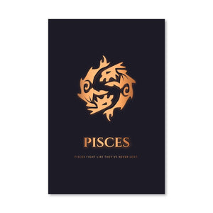 Pisces - Gold Canvas Art Clock Canvas