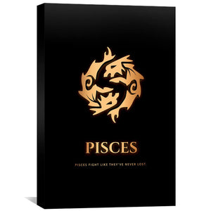 Pisces - Gold Canvas Art 30 x 45cm / Unframed Canvas Print Clock Canvas