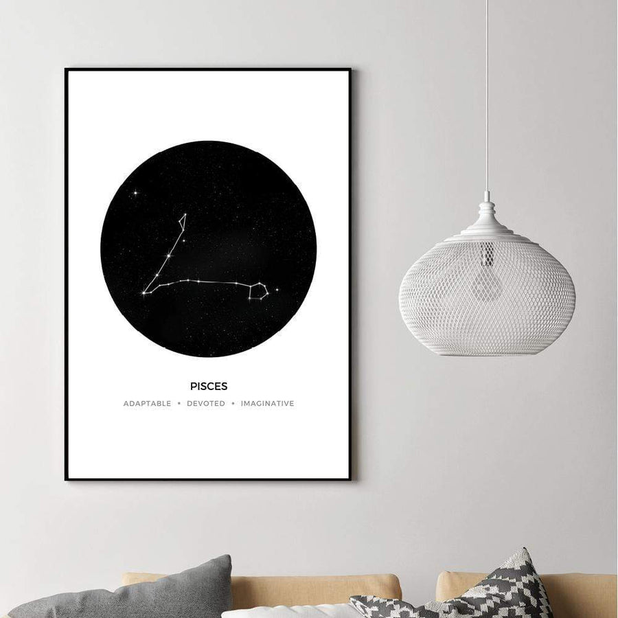 Pisces Traits Canvas Art Clock Canvas
