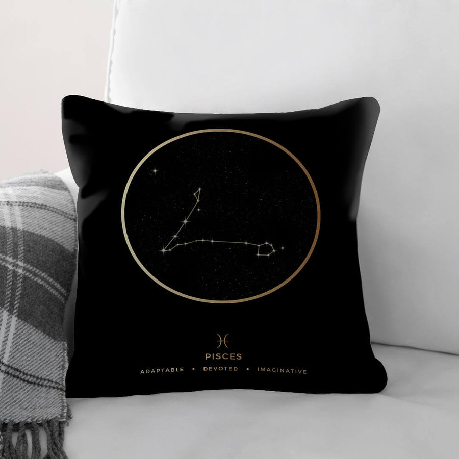 Pisces Traits Gold Cushion Cushion Cushion Square Clock Canvas