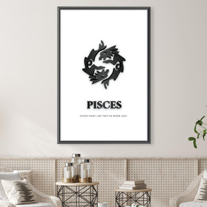 Pisces - White Canvas Art Clock Canvas