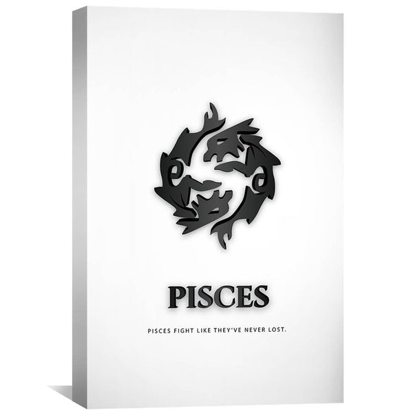 Pisces - White Clock Canvas