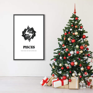 Pisces - White Clock Canvas