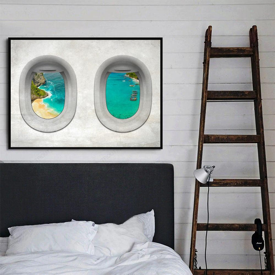 Plane View - Bali Clock Canvas