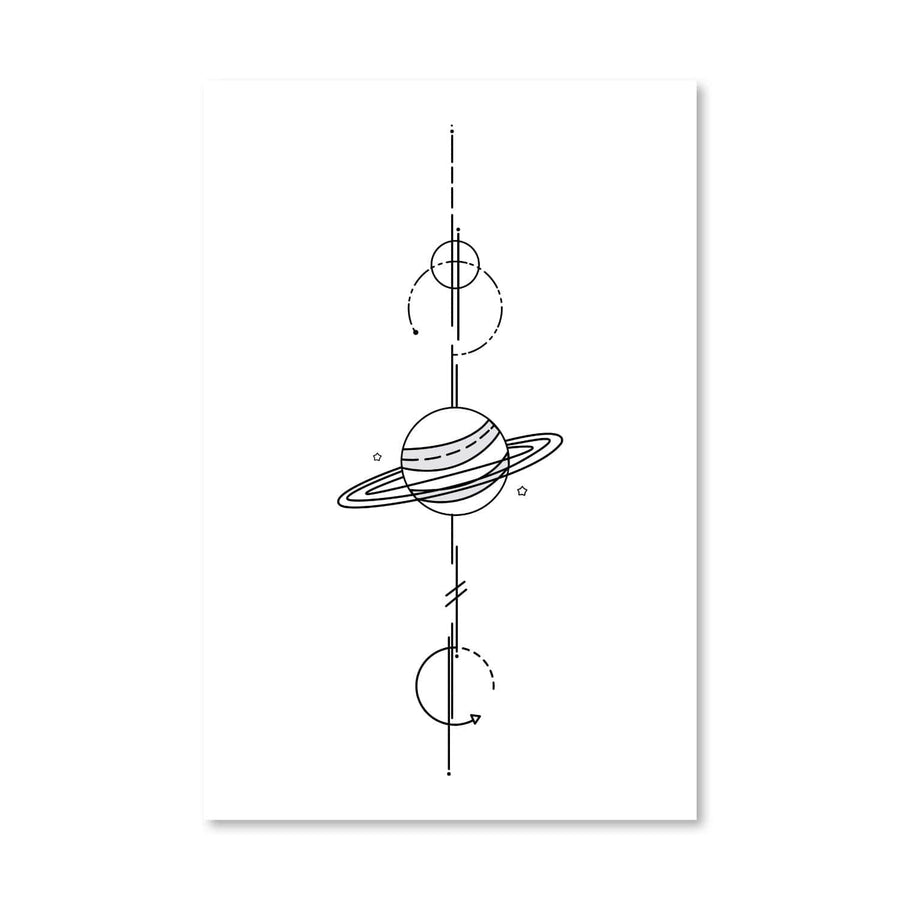 Planet Line Art Portrait Canvas Art Clock Canvas