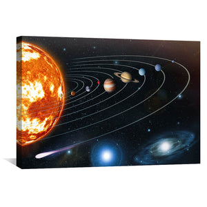 Planets and Galaxies Canvas Art 45 x 30cm / Unframed Canvas Print Clock Canvas