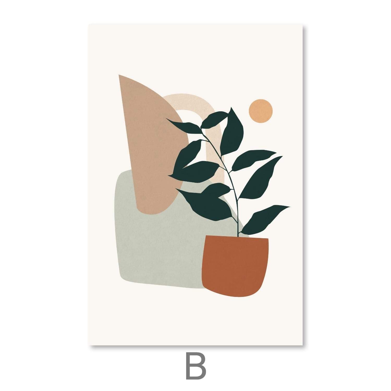 Plants and Shapes Canvas Art B / 30 x 45cm / Unframed Canvas Print Clock Canvas