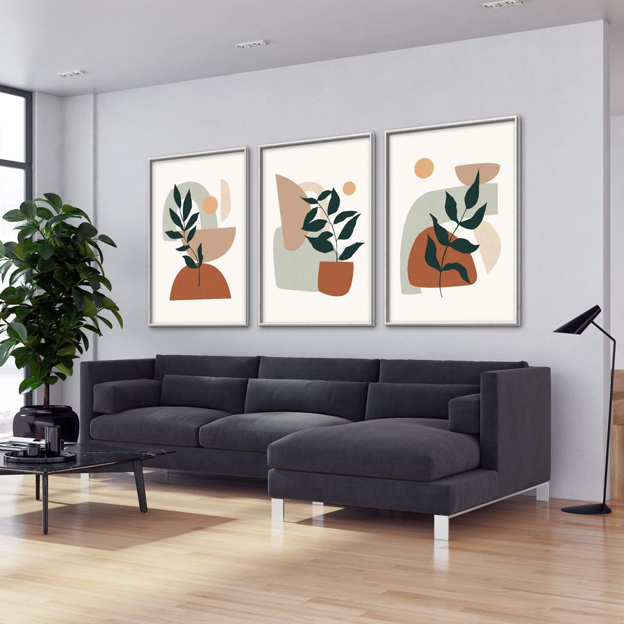 Plants and Shapes Canvas Art Clock Canvas