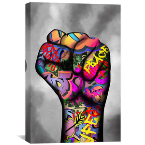 Power Fist Canvas Art 40 x 60cm / Unframed Canvas Print Clock Canvas