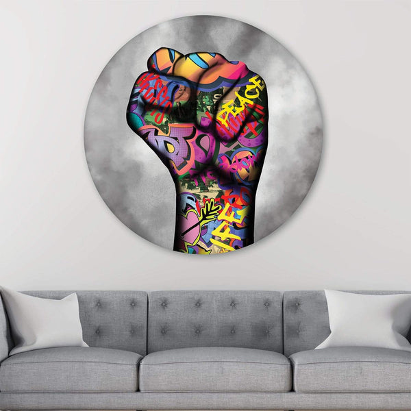 Power Fist Canvas - Circle Art A / 40 x 40cm / Standard Gallery Wrap Clock Canvas
