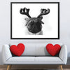 Pug Reindeer Print Art 45 x 30cm / Unframed Canvas Print Clock Canvas