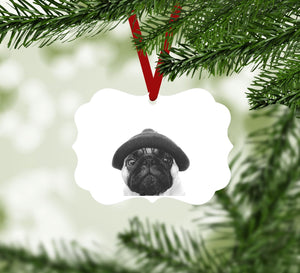 Pug Toque Ornament Christmas Ornament Victorian 10.8 x 8cm Clock Canvas