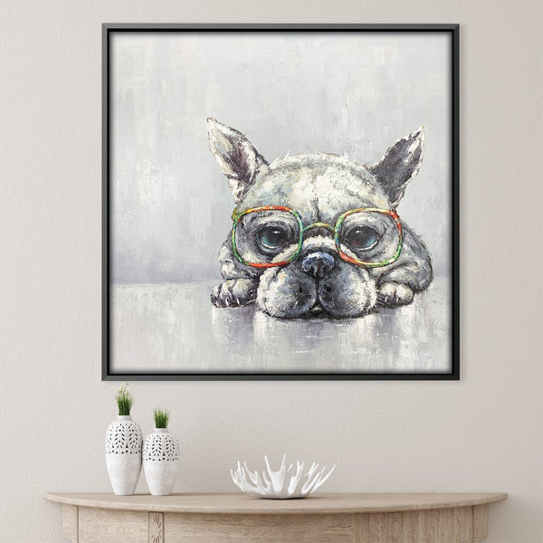 Puppy Eyes Oil Painting Oil 30 x 30cm / Oil Painting Clock Canvas