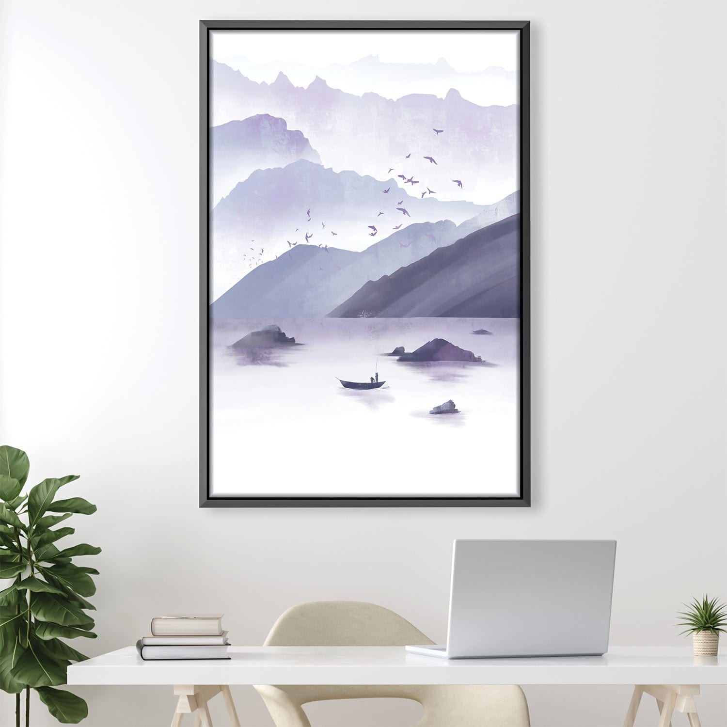 Purple Calm Canvas Art 30 x 45cm / Unframed Canvas Print Clock Canvas