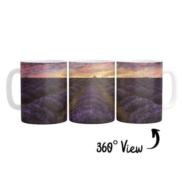 Purple Meadow Mug Mug White Clock Canvas