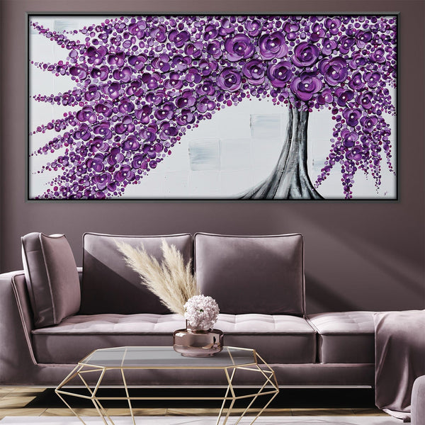 Purple Poetry Canvas Art 50 x 25cm / Unframed Canvas Print Clock Canvas