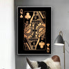 Queen of Clubs - Gold Canvas Art Clock Canvas