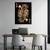 Queen of Clubs - Gold Clock Canvas