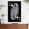 Queen of Clubs - Silver Clock Canvas