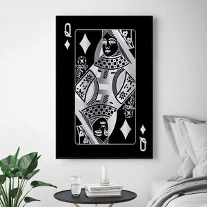 Queen of Diamonds - Silver Clock Canvas