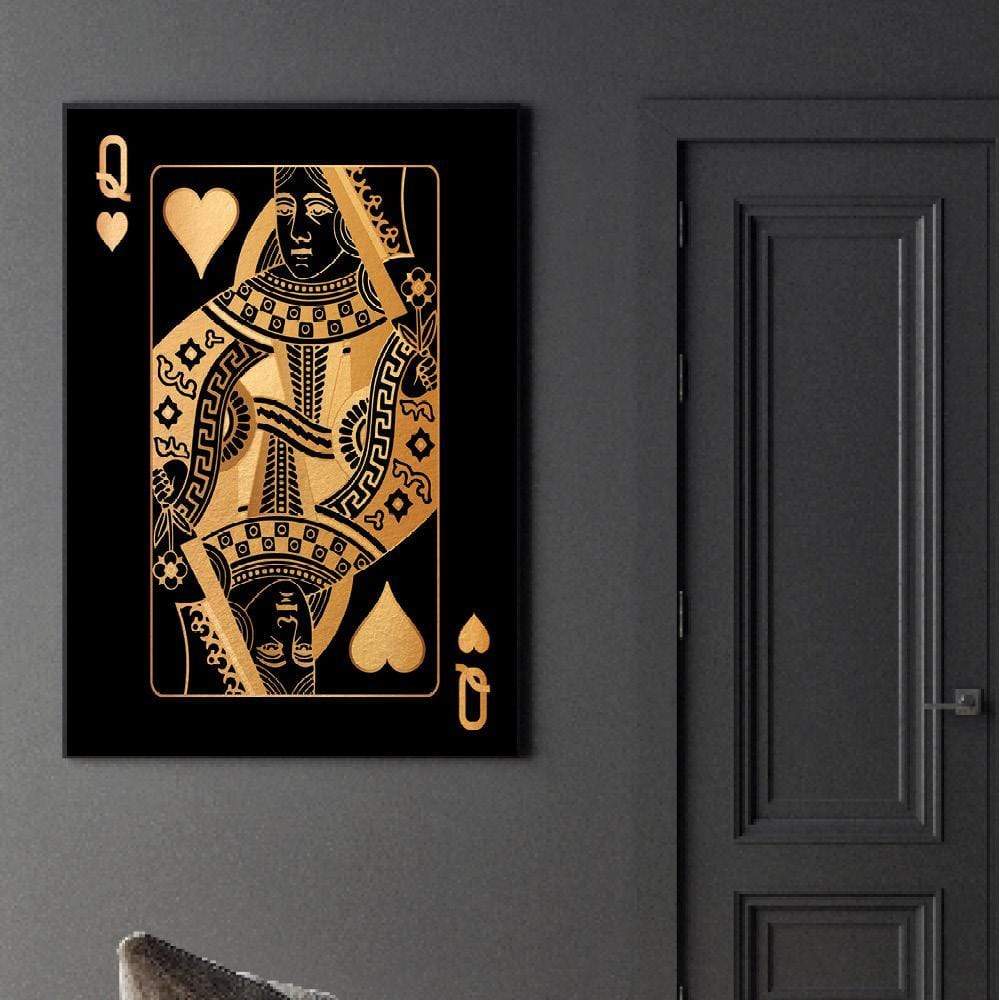 Queen of Hearts - Gold Clock Canvas