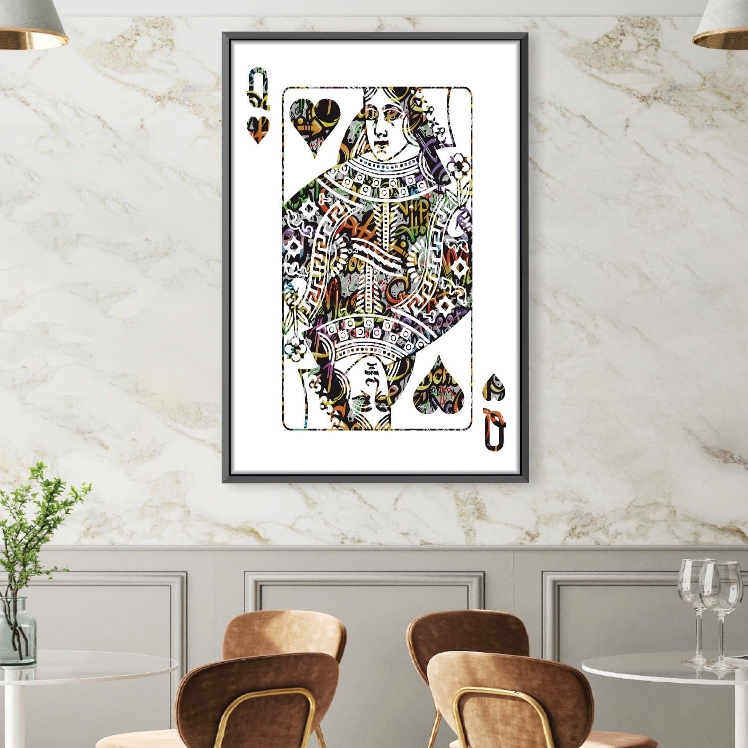 Queen of Hearts - Graffiti Canvas Art Clock Canvas