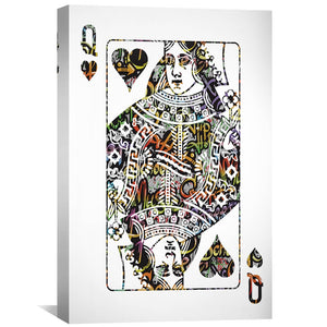 Queen of Hearts - Graffiti Canvas Art 30 x 45cm / Unframed Canvas Print Clock Canvas
