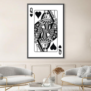 Queen of Hearts - White Canvas Art Clock Canvas