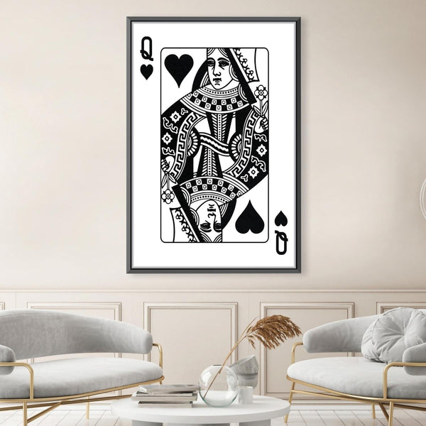 Queen of Hearts - White Canvas Art Clock Canvas
