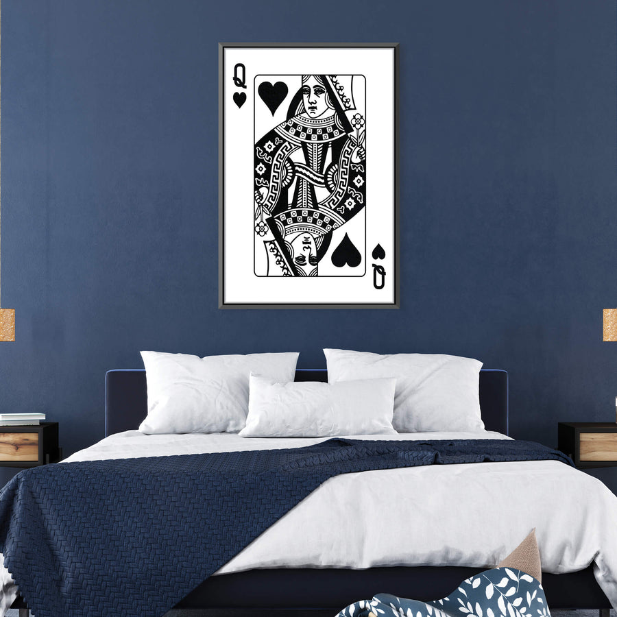 Queen of Hearts - White Clock Canvas